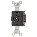 Hubbell Wiring Device-Kellems Locking Devices, Twist-Lock®, Industrial, Flush Receptacle, 10A 250V/15A 125V, 3-Pole 3-Wire Non Grounding, Non- NEMA, Screw Terminal, Black HBL7582G